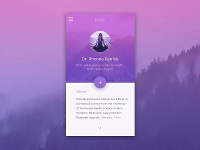 Health & Fitness App profile app fitness gradient health icons mobile pink purple science ui ux