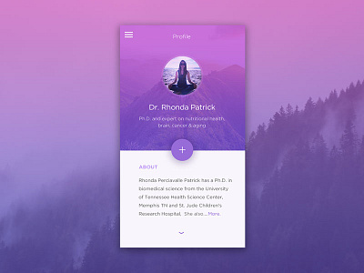 Health & Fitness App profile app fitness gradient health icons mobile pink purple science ui ux