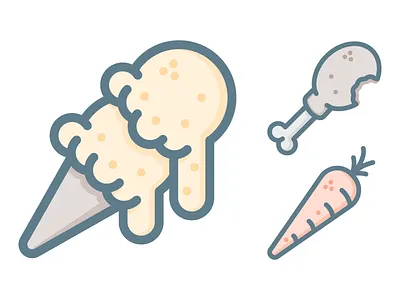 Quick Food Icons carrot chicken ice cream iconography icons illustrator meat turkey vector vegetables veggies