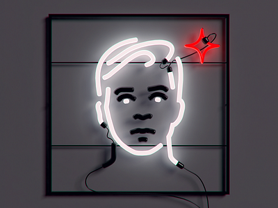 Portrait 3d cd4 minimalistic neon portrait self