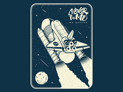 Never Too Late 80s apparel challenger halftone no return pop punk rocket space spaceship t shirt vector