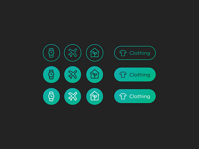 Category UI active category dark filter gradient icon inactive light pill select