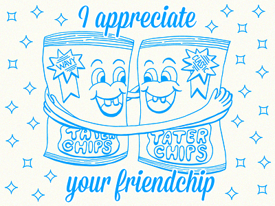 I appreciate your friendchip chips friendship hand drawn illustrator vector