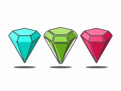 Gem doodles aquamarine crystal diamond doodles garnet gem ruby