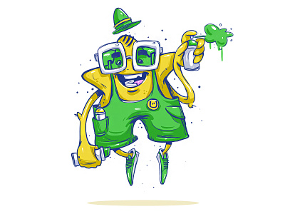 Super Star apple character fresh green illustration logo love spray sprite star super yellow