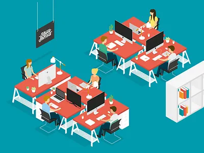 Le Studio agency bordeaux illustration isometric office people studio work workspace