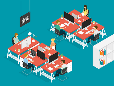Le Studio agency bordeaux illustration isometric office people studio work workspace