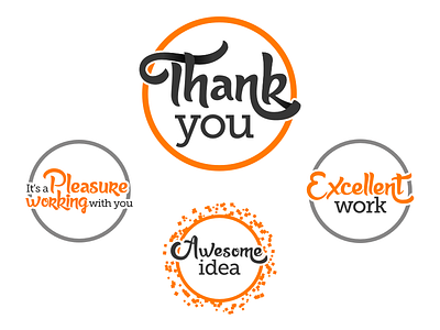 Badges badges orange thank you typography