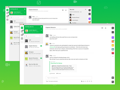 Flock Redesign apppanel apps chat flock greenui lighttheme teams ui ux whitespace