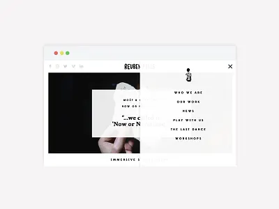 Reuben Feels | Website Menu homepage menu navigation photography website design