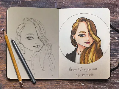 cartoon portrait 2 part cartoon character copic draw markers portrait sketch