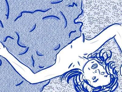 Blue Period babe blue doodle dots halftone illustration lady loose monochromatic sketch texture woman