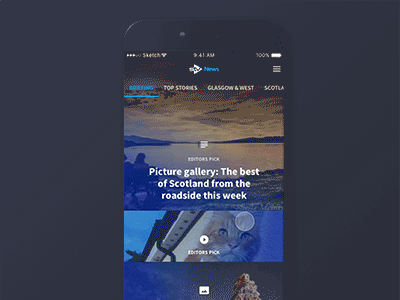 Animating the 'Briefing' gradient ios microinteractions paralax principle scrolling source sans pro stv stv news