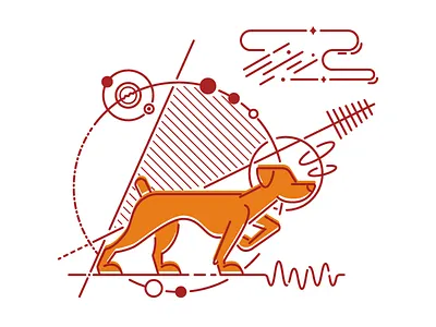 Sci-Fi Dog dog illustration line art line illustration lines orange science space