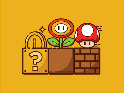 Mario's Power UP bros cute evesnowtear flat mario power super up vector
