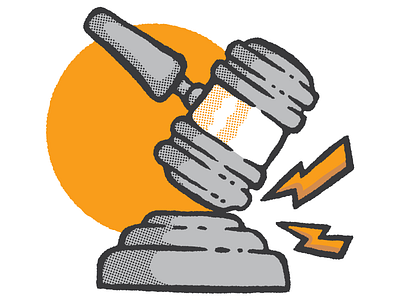 Judgement bolt design gavel graphic design halftone illustration illustrator lightning lightning bolt retro spot illustration