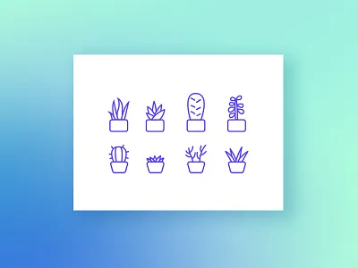 UI #5 Plant Icons 005 cactus dailyui flat icons illustration plants pots succulents ui vector