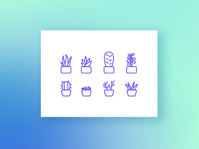 UI #5 Plant Icons 005 cactus dailyui flat icons illustration plants pots succulents ui vector