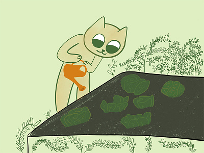 Gardening 100catsdoingthings cat cat drawing cat illustration gardening kitty kitty illustration