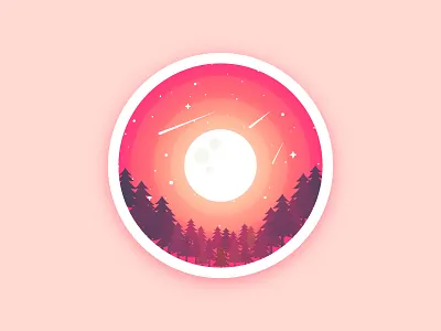 Landscape Forest badge design forest galaxy illustration landscape moon scenery space star vector