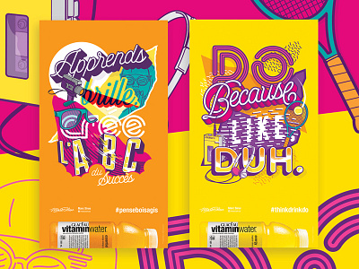 vitaminwater posters illustration lettering penseboisagis popart poster retro streetart thinkdrinkdo vitaminwater