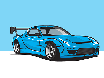 Rocket Bunny Rx7 car car design flat illustrator minimal rocket bunny rx7