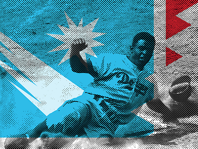 Halftoned art baseball halftone jackie robinson retro vintage