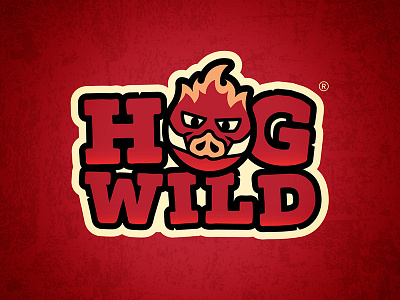 Hog Wild barbecue bbq fire flames hog logo pig red wild wings