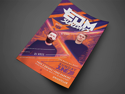 Edm Music Event Flyer Template artist bash concert.bday flyer invitation night club party flyer poster psd template