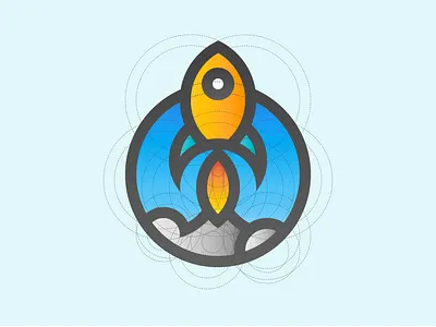 Rocket circle grid gradient illustration rocket vector