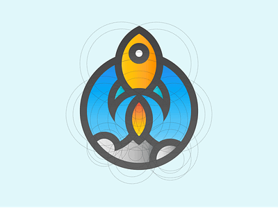 Rocket circle grid gradient illustration rocket vector