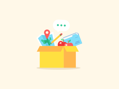 School Stuff apple box chat education flat folder illustration map pencil school vector