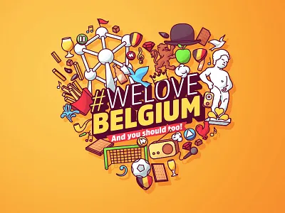 #WeLoveBelgium atomium belgium brussels flat icons vector