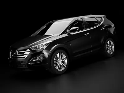 Hyundai Santa Fe car rendering car shot hyundai hyundai santa fe matt matt black matt rendering rendering studio shot car