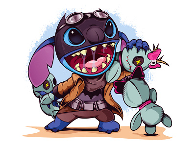 Stitch Batman adobeillustrator batman batmanvsuperman cartoon disney graphic mashup stitch vector