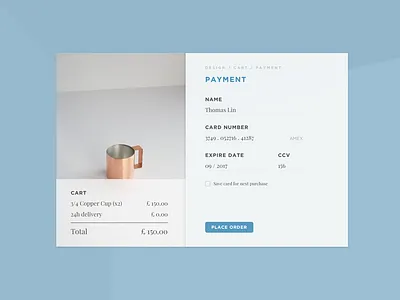 3/4 Copper cup 002 cb dailyui design form payment ui