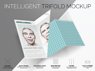 Intelligent TriFold Mockup autofit catalog fold intelligent layout mock up mock up mockup potrait print trifold up