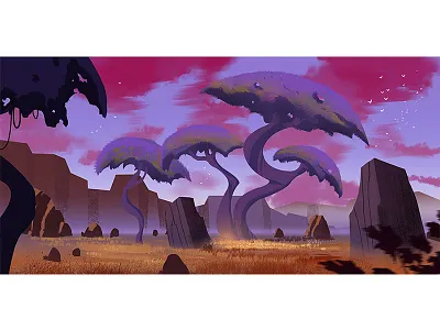 Pink Sway animation bg art illustration