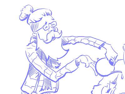 Hipster Tea beard character drawing man bun portrait sketch tea vector