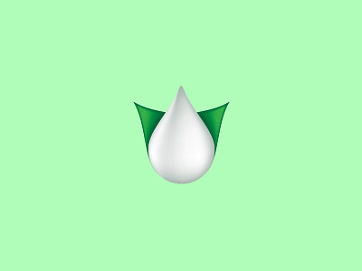 Vegan Milk bio crown drop fresh green icon logo milk natural vegan white