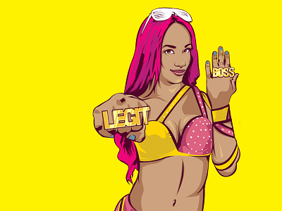 The Bo$$ illustration sasha banks wrestling wwe