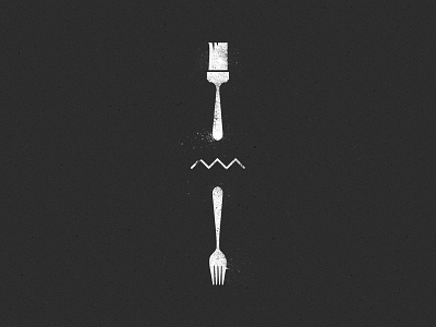 Art Over Dinner Logo art brush dinner fork icon logo over paint stamp zigzag