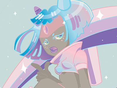 Space Kitten adobe illustrator babe cute galaxy gradient illustrator kawaii pastel space stars sugarpop vector