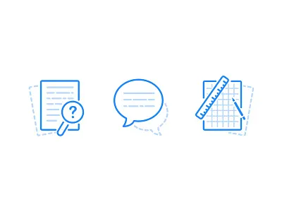 Knowledge Base Icons blue documentation icon line questions support tutorials