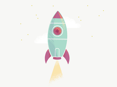 Rocket brush icon illustration rocket ship space stars texture vector