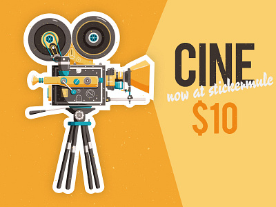 Cine Sticker on Stickermule camera cameraphile cinema cinematography illustration movie movies sticker vector