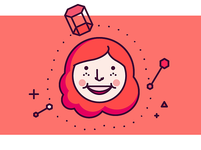 ginger vibes 3d cute ginger girl hexagon illustration line illustration monotone people person red hair