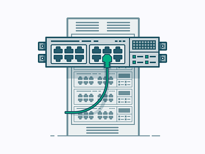 Your Port blue illustration line art network port switch technical vector