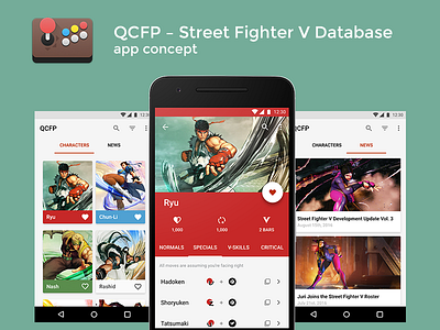 QCFP - App Concept app concept concept gaming material design sketch street fighter