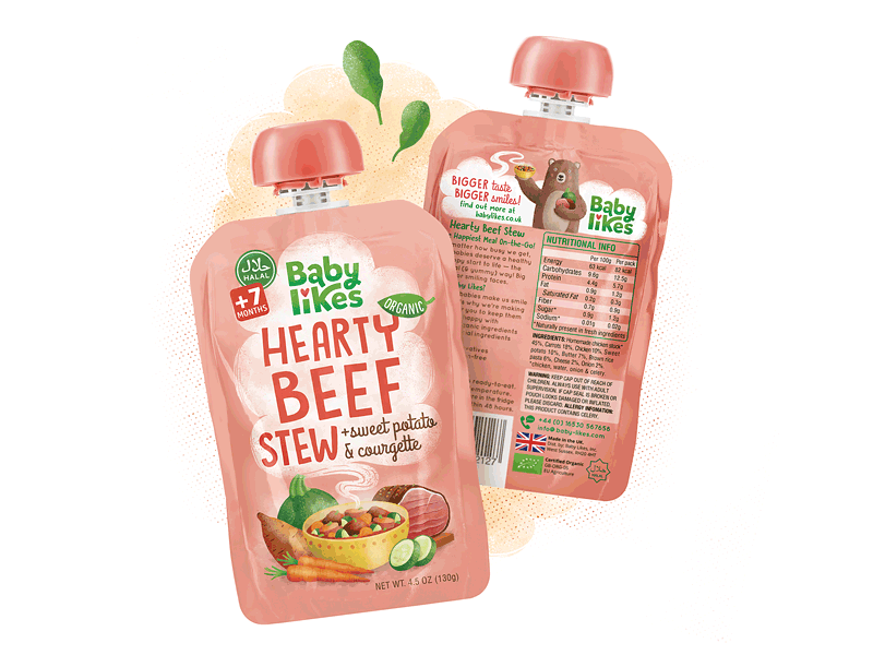 Baby Likes baby beef branding chicken food illustration packaging pouch